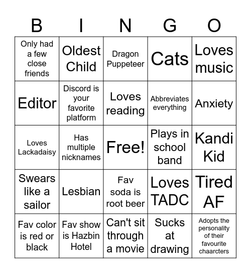 Spades Bingo Card
