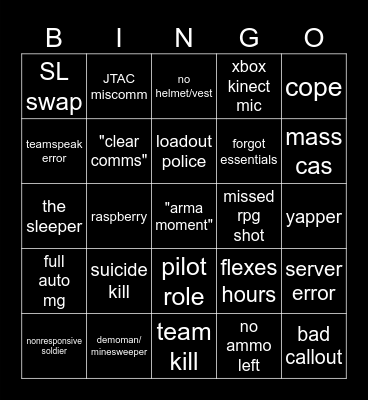 ARMA BINGO Card