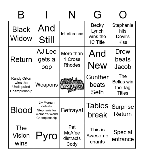 WrestleMania 42 Bingo Card