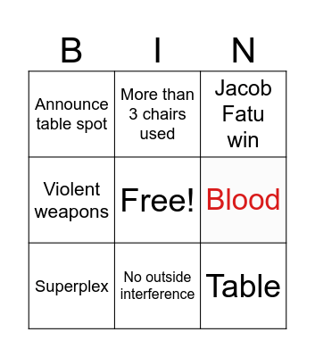 Unsanctioned Match Bingo - Jack Bingo Card
