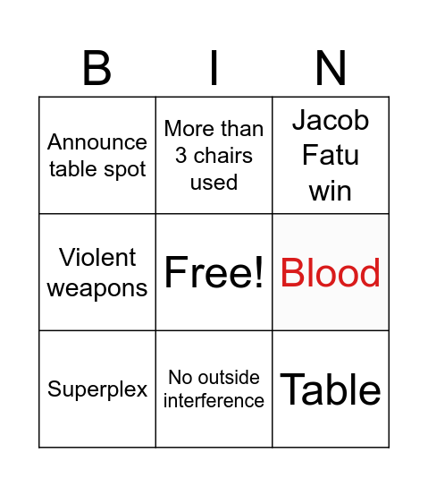 Unsanctioned Match Bingo - Jack Bingo Card