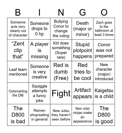 Mist village Bingo Card
