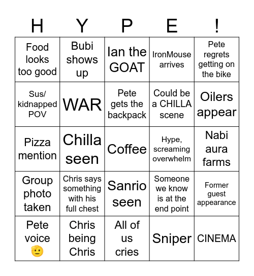 Day 14 Cyclathon 5 Bingo Card