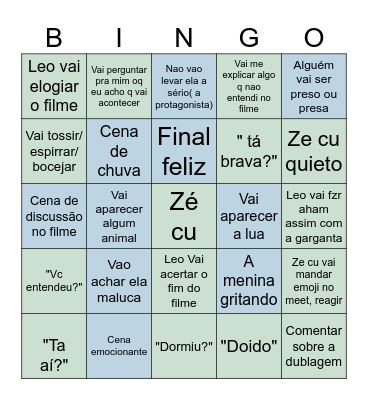 Filme do bug & falas do ze cu Bingo Card