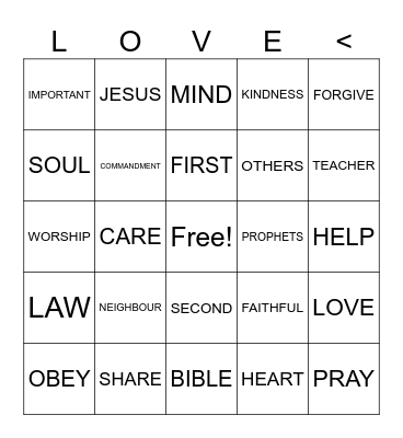 Share the Love of Jesus! Bingo Card