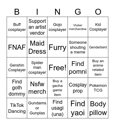 Anime Fest Sunway Piramid Bingo Card