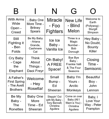 Baby Bingo Card