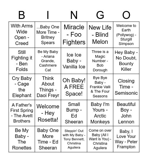 Baby Bingo Card