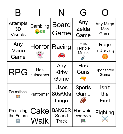 NES & SNES Bingo Board Bingo Card