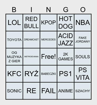 Revenge Guac Bingo Card