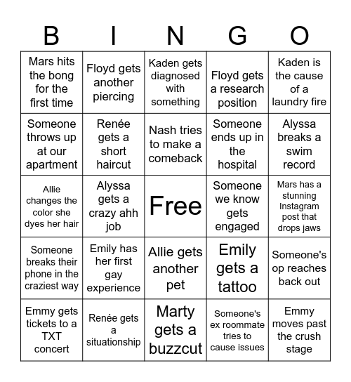 Friend Group 2026 Bingo Card