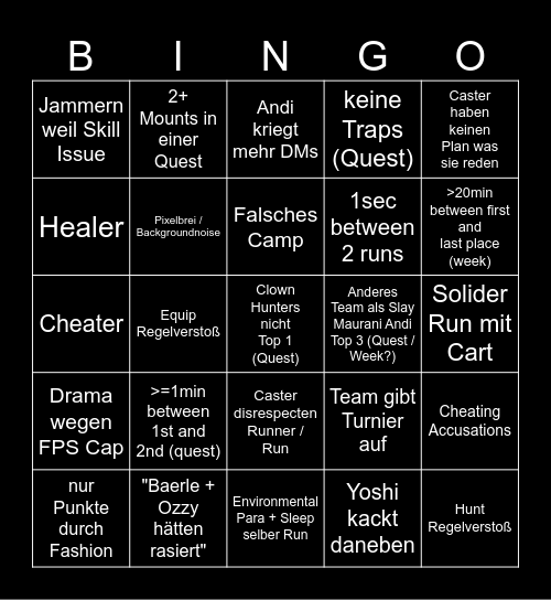 toxic bingo board tournament Bingo Card