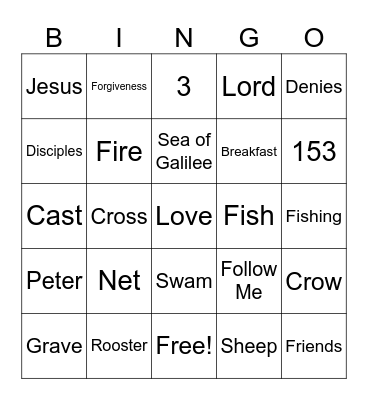 Peter Denied Jesus Bingo Card