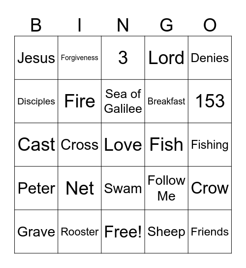 Peter Denied Jesus Bingo Card