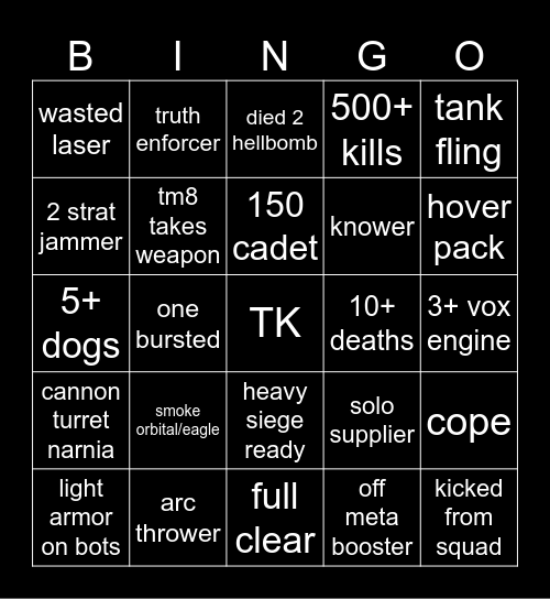 HD2 BINGO Card
