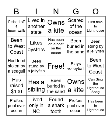 Lighthouse Bingo! Bingo Card