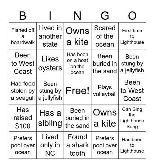 Lighthouse Bingo! Bingo Card
