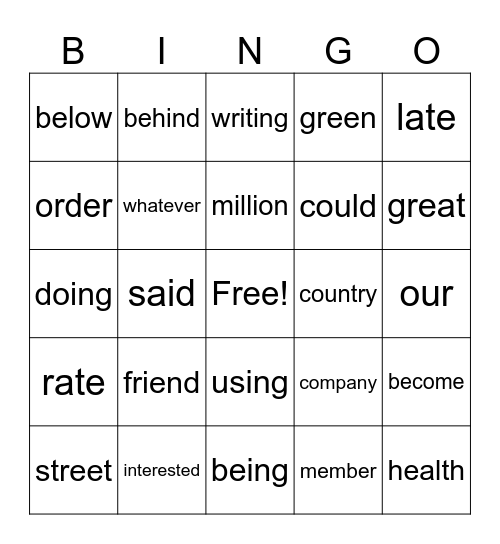 Bingo Card
