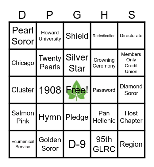 Diamond, Pearl, Golden Hospitality Suite Bingo Card