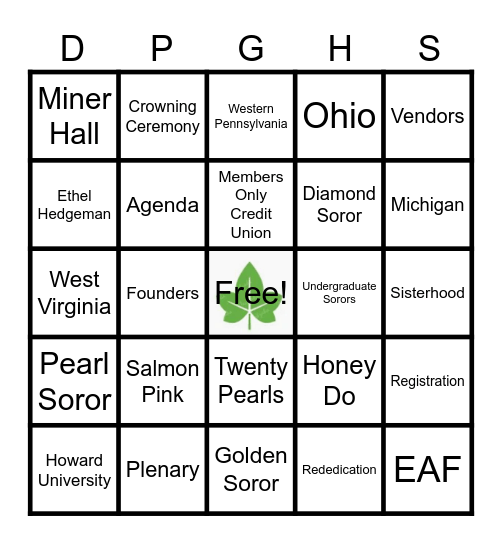 Diamond, Pearl, Golden Hospitality Suite Bingo Card