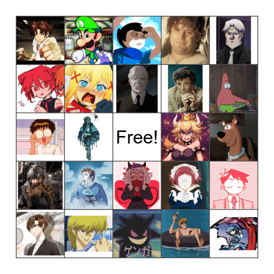 Nathancore Character Bingo Card