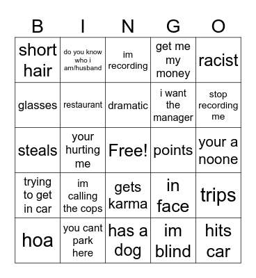 karens Bingo Card