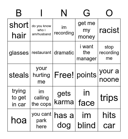 karens Bingo Card