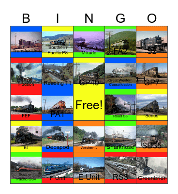 100 Steam Engines, New York Central Steam, Diesels and Electrics, The Pennsylvania Railroad Combo 1940's-1960's and other Main Line Motion Pictures Bingo Card