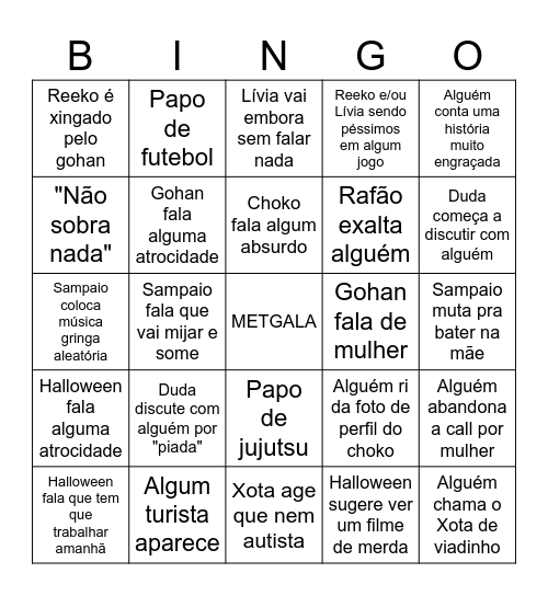 BINGO MET GALA Bingo Card