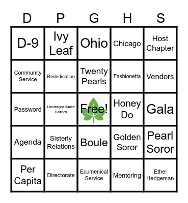 Diamond, Pearl, and Golden Hospitality Suite Bingo Card