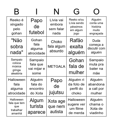 BINGO MET GALA Bingo Card