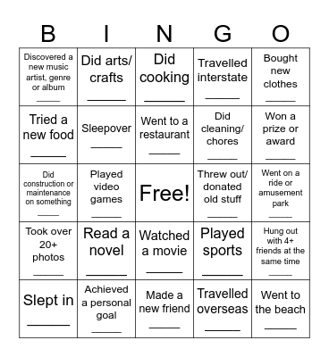 Holidays! Bingo Card