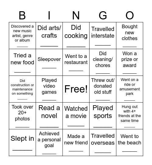 Holidays! Bingo Card