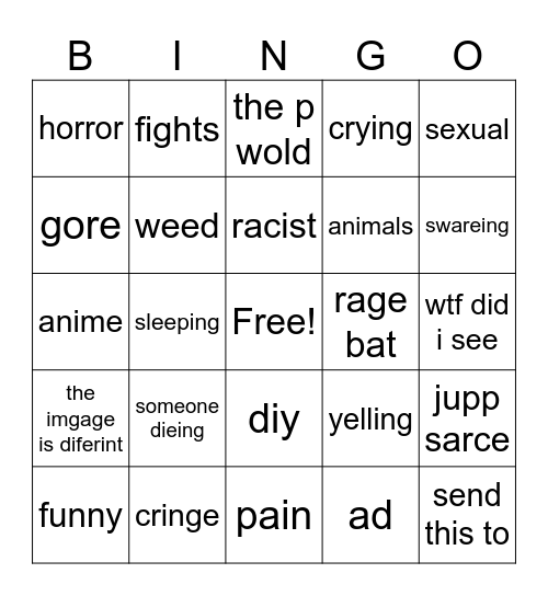 ing Bingo Card