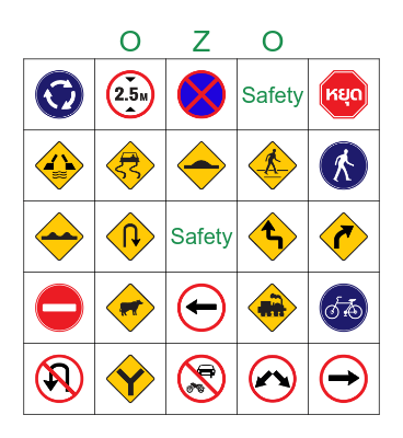 Safety Sign Bingo Card