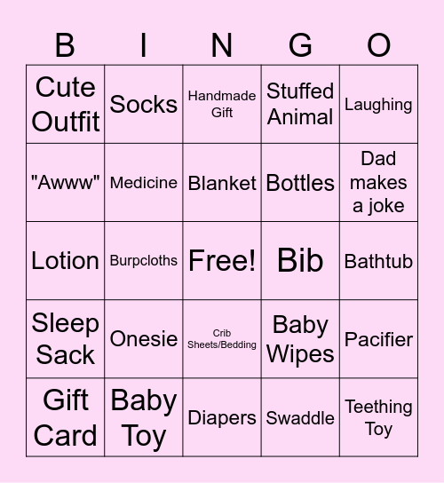 Baby In Bloom BINGO Card