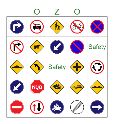 Safety Sign Bingo Card