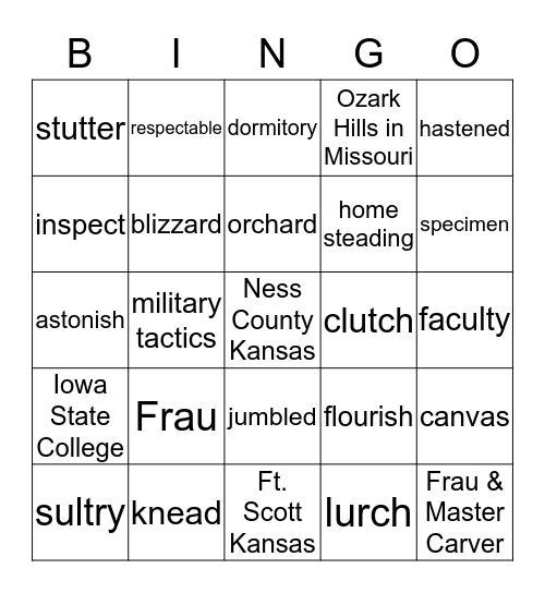 GWC Vocabulary Chapter 1-8 Bingo Card