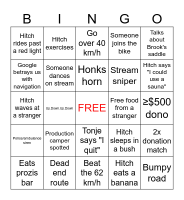 Random Tandem - Day 15 Bingo Card
