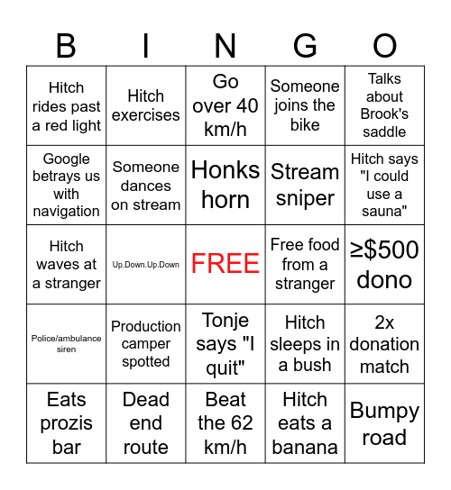 Random Tandem - Day 15 Bingo Card