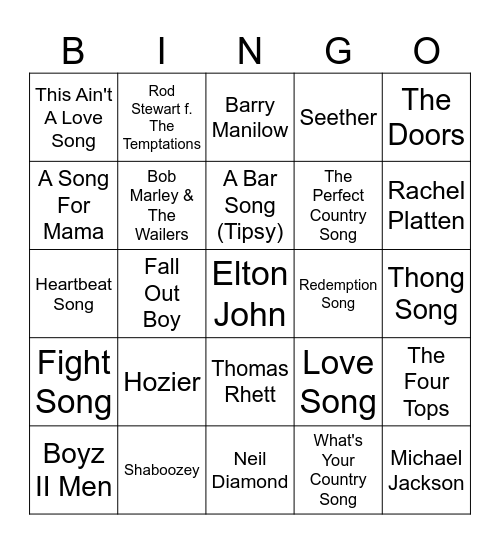 Songy McSongface Bingo Card