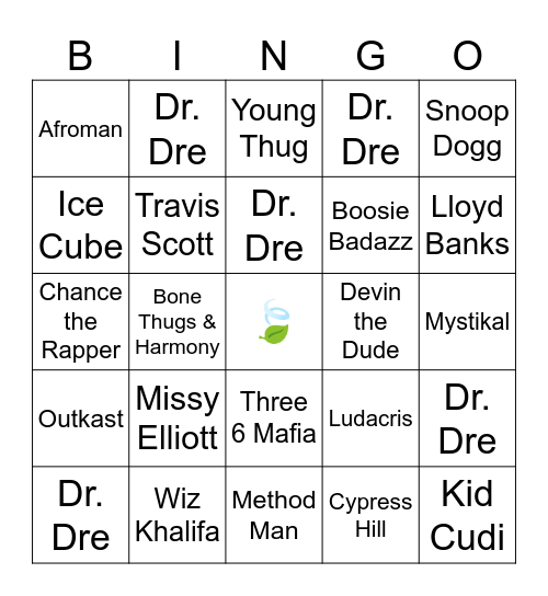 420 Rap Bingo Card