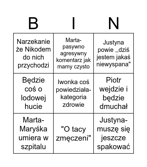 Hehe Bingo Card