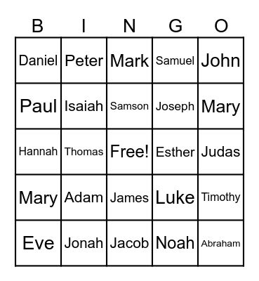 The People of the Bible Bingo Card