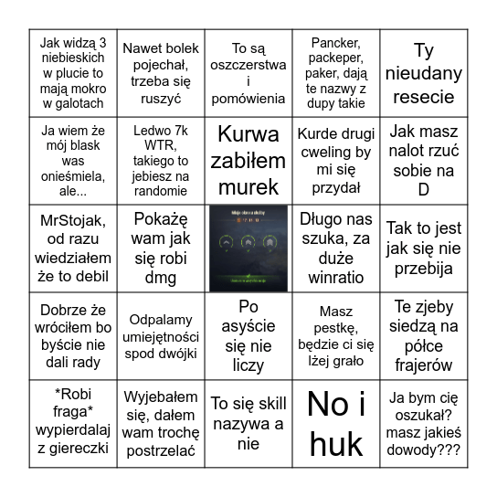 Bingo z Boskim Pionarem Bingo Card