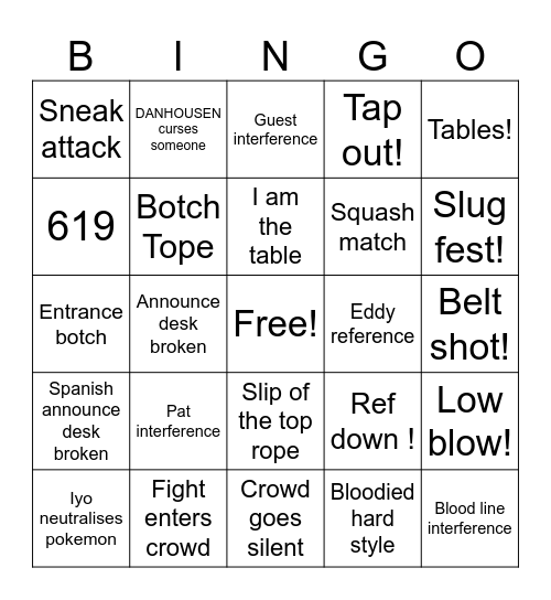 Wrestlemainia night 2 Bingo Card