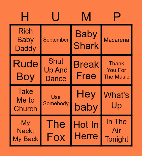 Hump Day Hits 1 (Round 3) Bingo Card