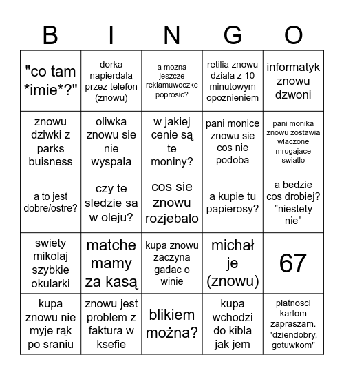 world's kitchen bingo Card