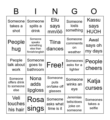 Torilla tavataan Bingo Card