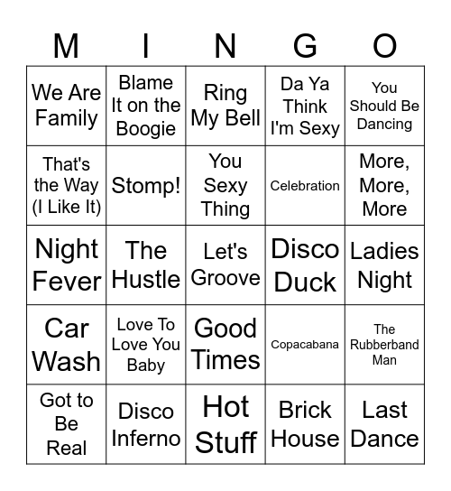 DISCO Bingo Card